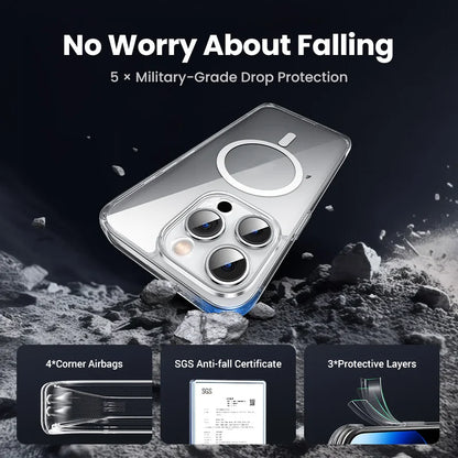 MagSafe Clear Magnetic iPhone Case – Shockproof Full Lens Cover for iPhone 13–18 Pro Max