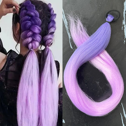 Synthetic Braiding Ponytail Hair Extension 28 Inch Colorful DIY