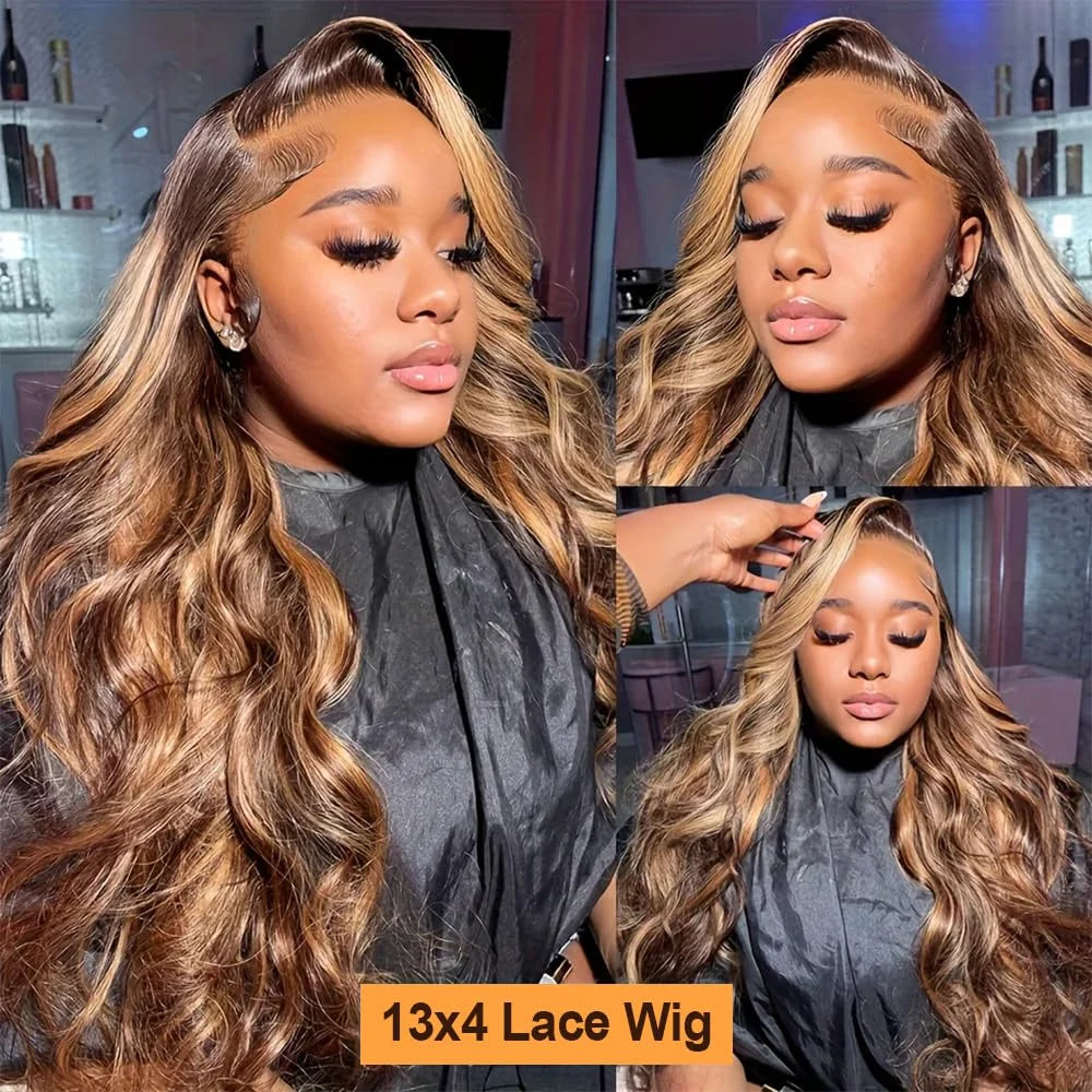 P4/27 Highlight Body Wave Lace Front Wig 13x4 HD Human Hair