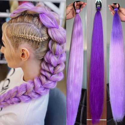 Synthetic Braiding Ponytail Hair Extension 28 Inch Colorful DIY