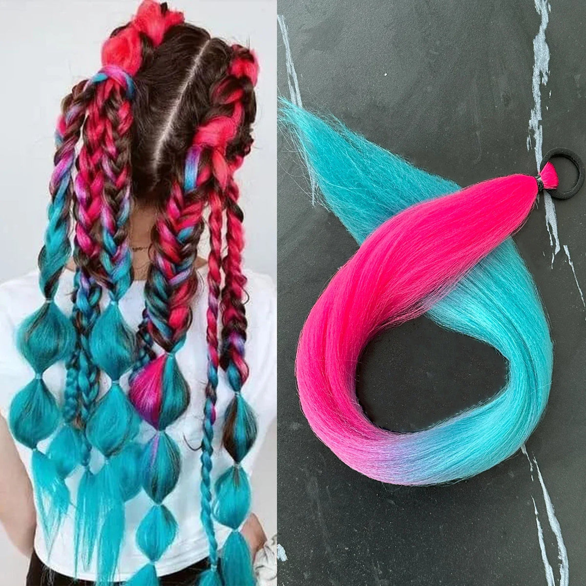 Synthetic Braiding Ponytail Hair Extension 28 Inch Colorful DIY