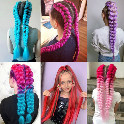 Synthetic Braiding Ponytail Hair Extension 28 Inch Colorful DIY