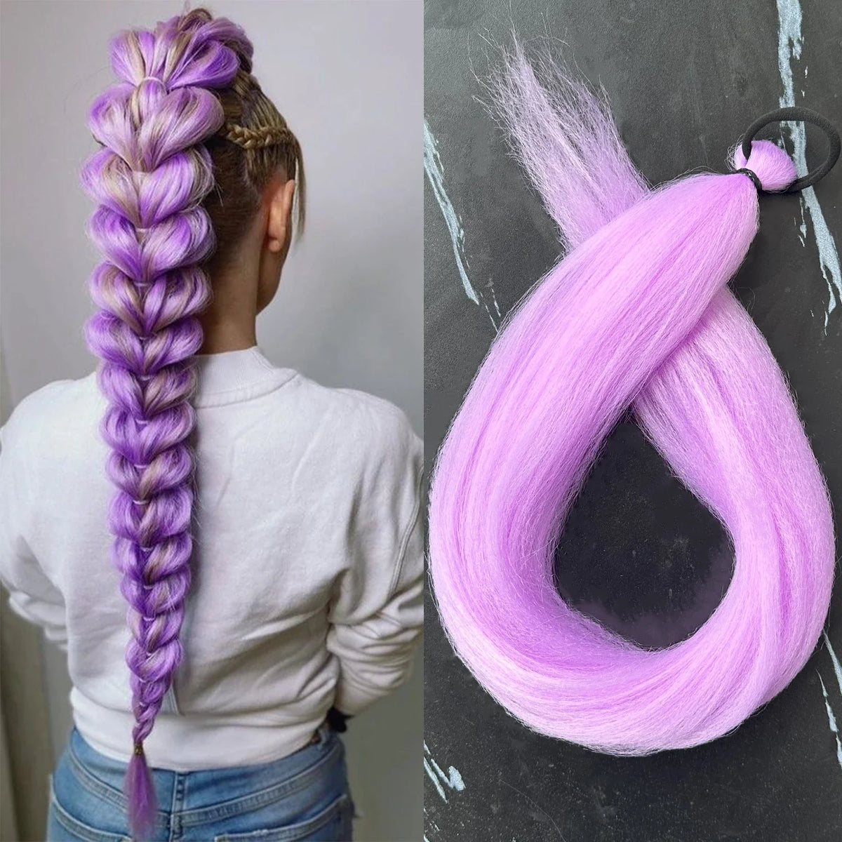 Synthetic Braiding Ponytail Hair Extension 28 Inch Colorful DIY