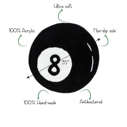 8 Ball Round Rug – Soft Tufted Accent Rug for Bedroom & Game Room