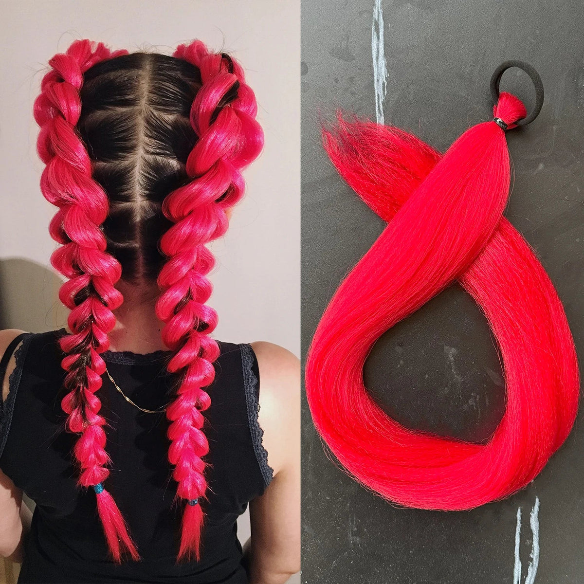 Synthetic Braiding Ponytail Hair Extension 28 Inch Colorful DIY
