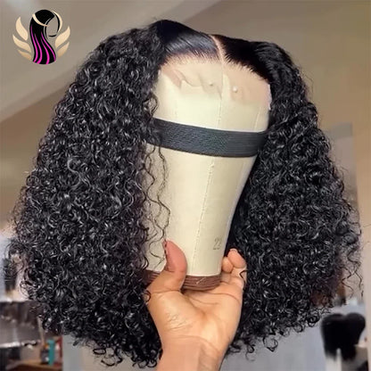 Water Wave Short Bob Wig – 4x4 & 13x4 Lace Human Hair, 200% & 250% Density