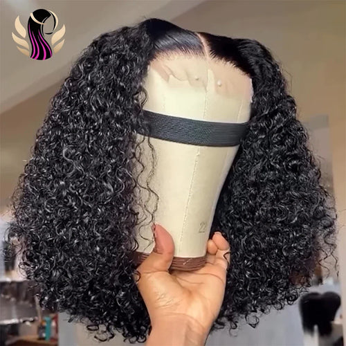 Water Wave Short Bob Wig – 4x4 & 13x4 Lace Human Hair, 200% & 250% Density