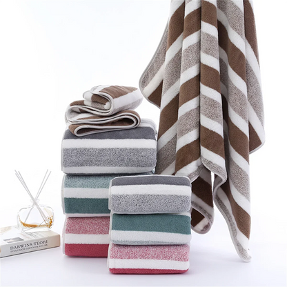 Striped Bath Towel Set – Soft, Absorbent & Quick-Drying