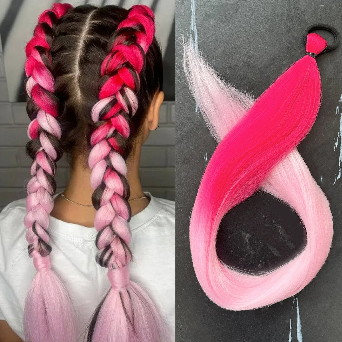 Synthetic Braiding Ponytail Hair Extension 28 Inch Colorful DIY