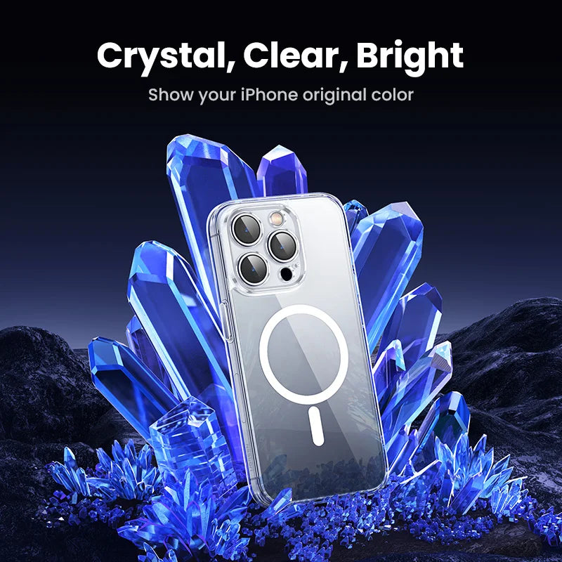 MagSafe Clear Magnetic iPhone Case – Shockproof Full Lens Cover for iPhone 13–18 Pro Max