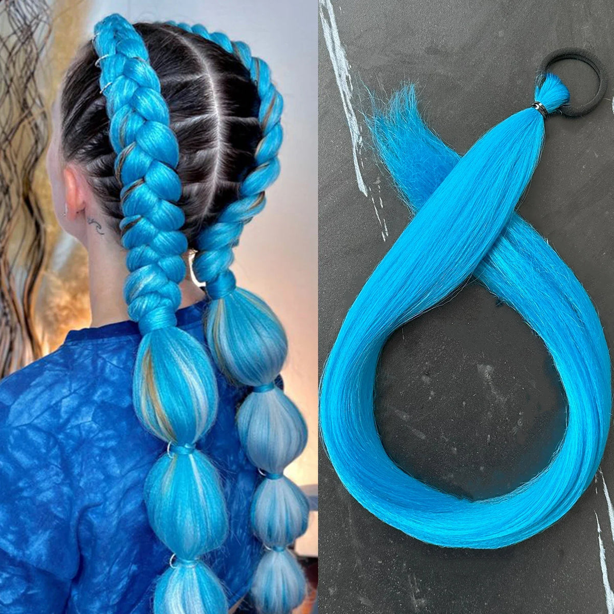 Synthetic Braiding Ponytail Hair Extension 28 Inch Colorful DIY