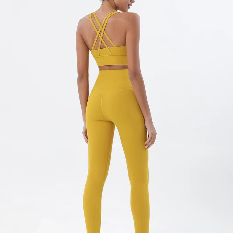 Women's Nylon Yoga Set – Sports Bra & Leggings 2-Piece