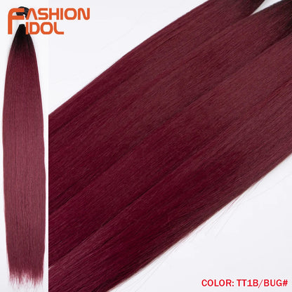 Bone Straight Hair Extensions Synthetic Bundles 24-36 Inch Multi-Color