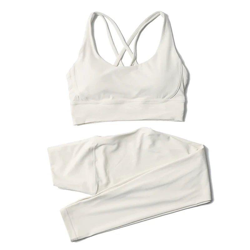 Women's Nylon Yoga Set – Sports Bra & Leggings 2-Piece