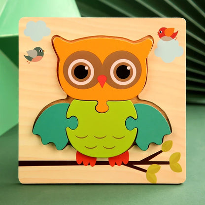 3D Wooden Puzzle for Kids – Cartoon Animal Jigsaw Learning Toy