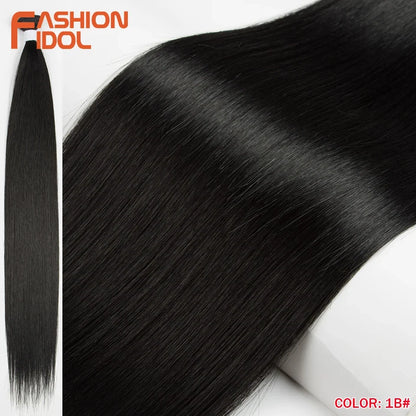 Bone Straight Hair Extensions Synthetic Bundles 24-36 Inch Multi-Color