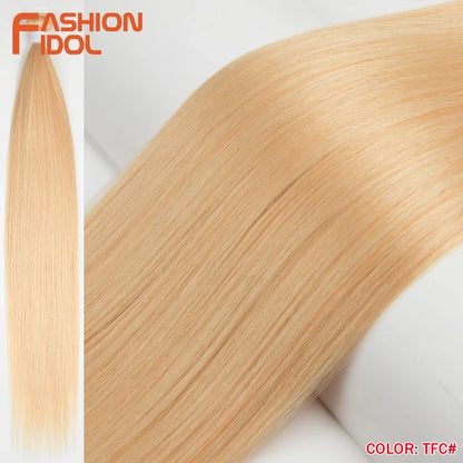 Bone Straight Hair Extensions Synthetic Bundles 24-36 Inch Multi-Color