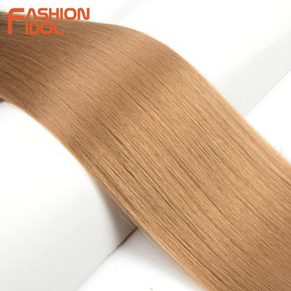 Bone Straight Hair Extensions Synthetic Bundles 24-36 Inch Multi-Color