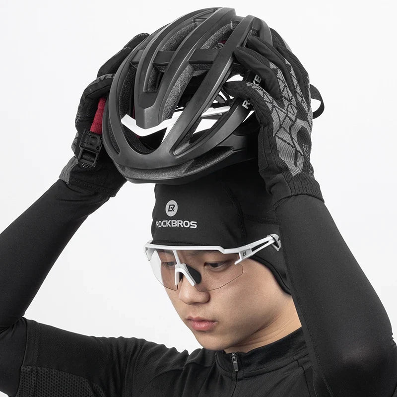ROCKBROS Winter Cycling Cap Windproof Thermal Fleece Skull Cap with Ear Covers