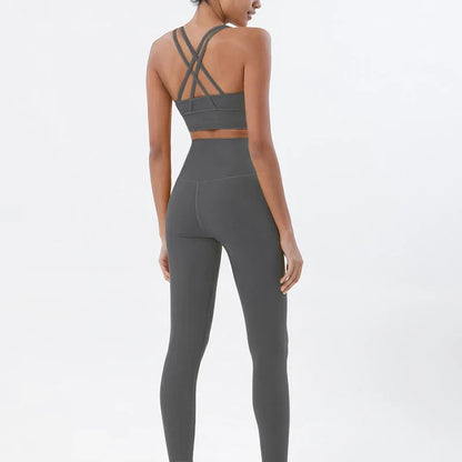 Women's Nylon Yoga Set – Sports Bra & Leggings 2-Piece