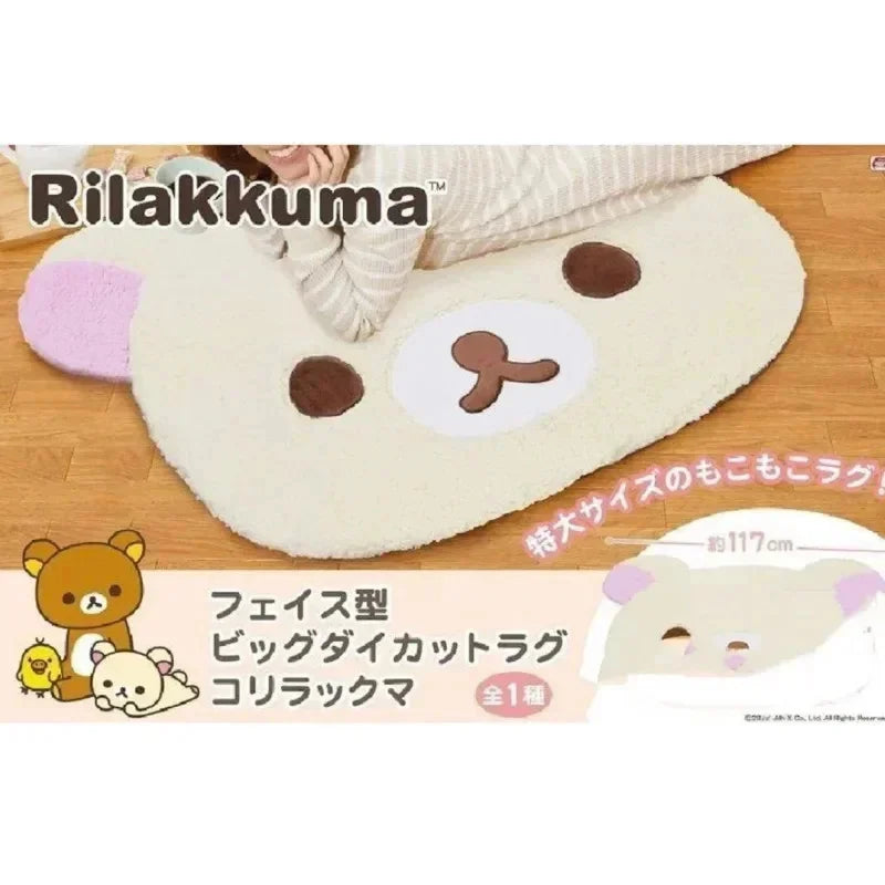 Rilakkuma Bear Shaped Rug – Soft Plush Cartoon Floor Mat