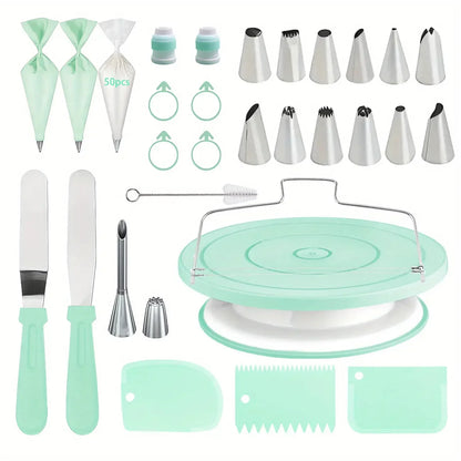 Cake Decorating Set 80pcs – Turntable, Piping Tips, Bags & Scrapers
