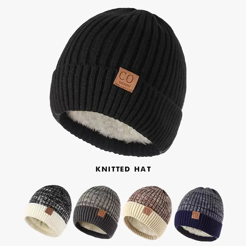 Fleece-Lined Knit Beanie Hat – Unisex Warm Winter Skull Cap
