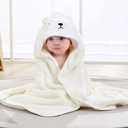 Baby Hooded Bath Towel – Soft Cartoon Animal Bathrobe Wrap for Newborns