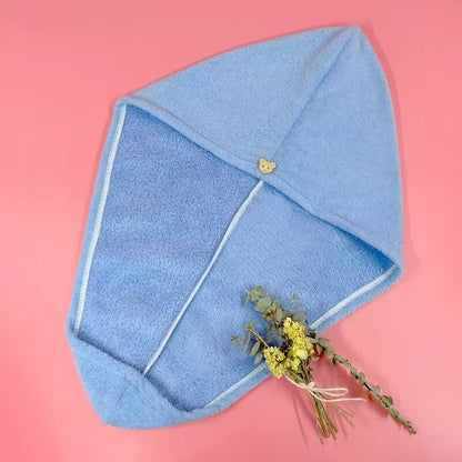 Hair Towel Wrap – Quick-Dry Coral Fleece with Button Closure