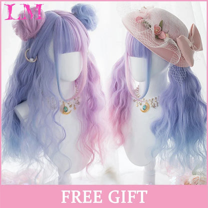 Cosplay Wig with Bangs – Long Straight Synthetic Hair 24 Inch