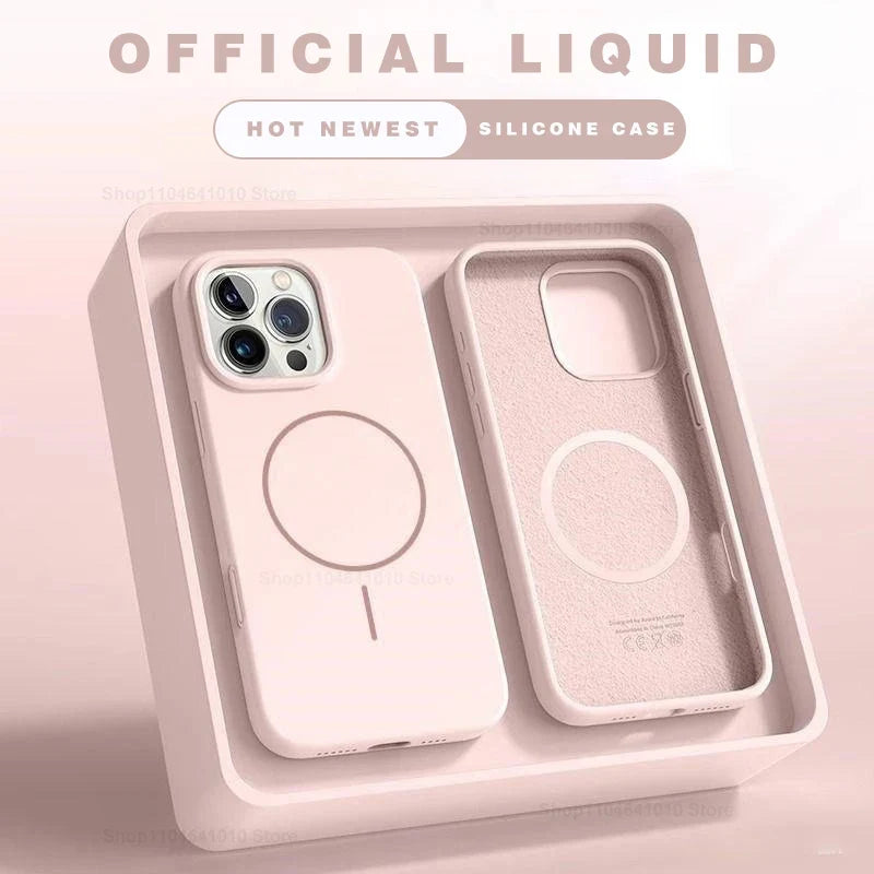 MagSafe Liquid Silicone iPhone Case – Shockproof Magnetic Cover for iPhone 11–17 Series