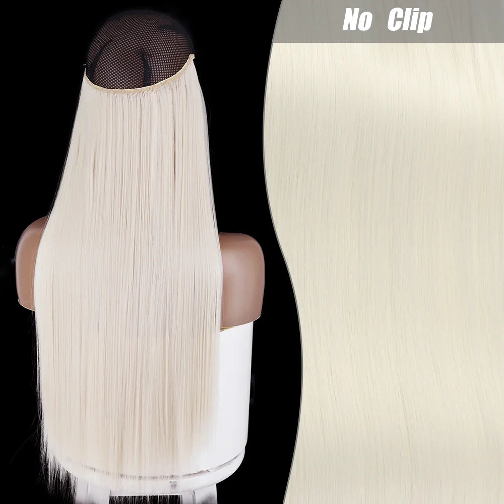 Clip-Free Straight Hair Extension Long Synthetic Hairpiece