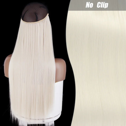 Clip-Free Straight Hair Extension Long Synthetic Hairpiece