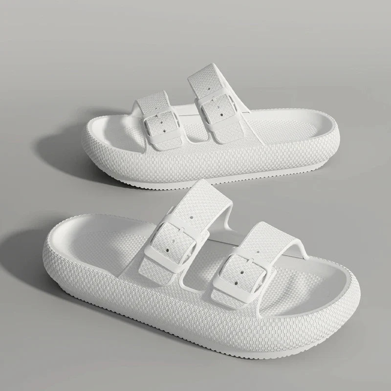Thick Sole Sandals – Non-Slip Double Strap Slides for Men & Women