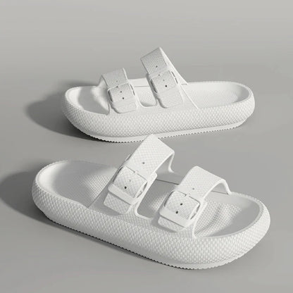 Thick Sole Sandals – Non-Slip Double Strap Slides for Men & Women