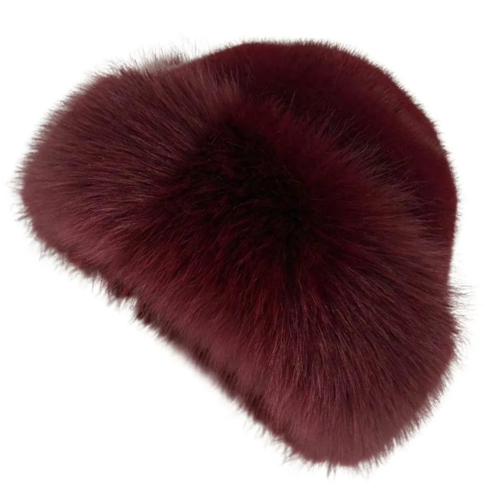 Fluffy Faux Fur Beret Hat – Women's Winter Plush Cap