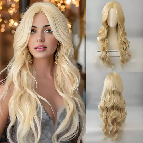 Long Blonde Wavy Synthetic Wig 26 Inch Party Halloween Cosplay