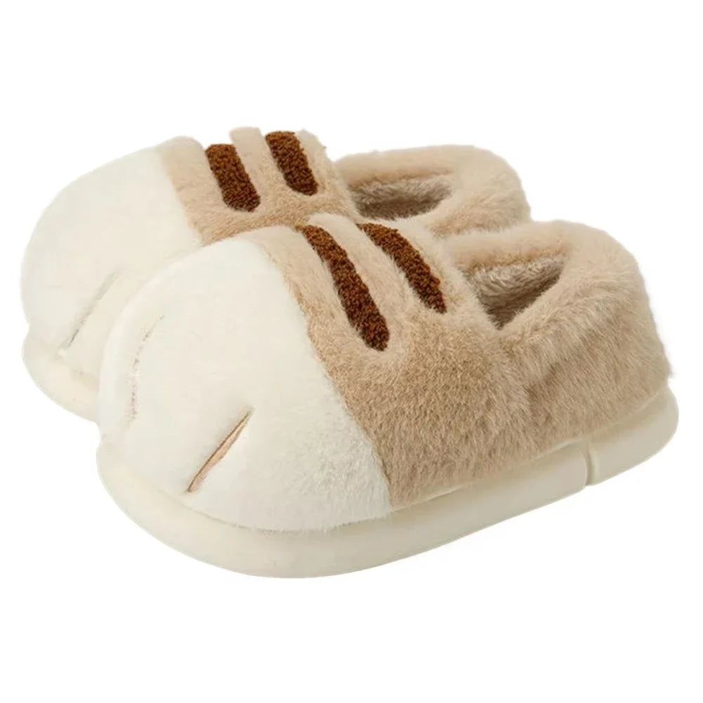 Cat Paw Fuzzy Slippers for Women – Cute Plush Non-Slip House Shoes