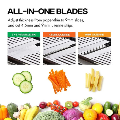 Adjustable Mandoline Slicer – Stainless Steel Vegetable Cutter with Cut-Resistant Glove