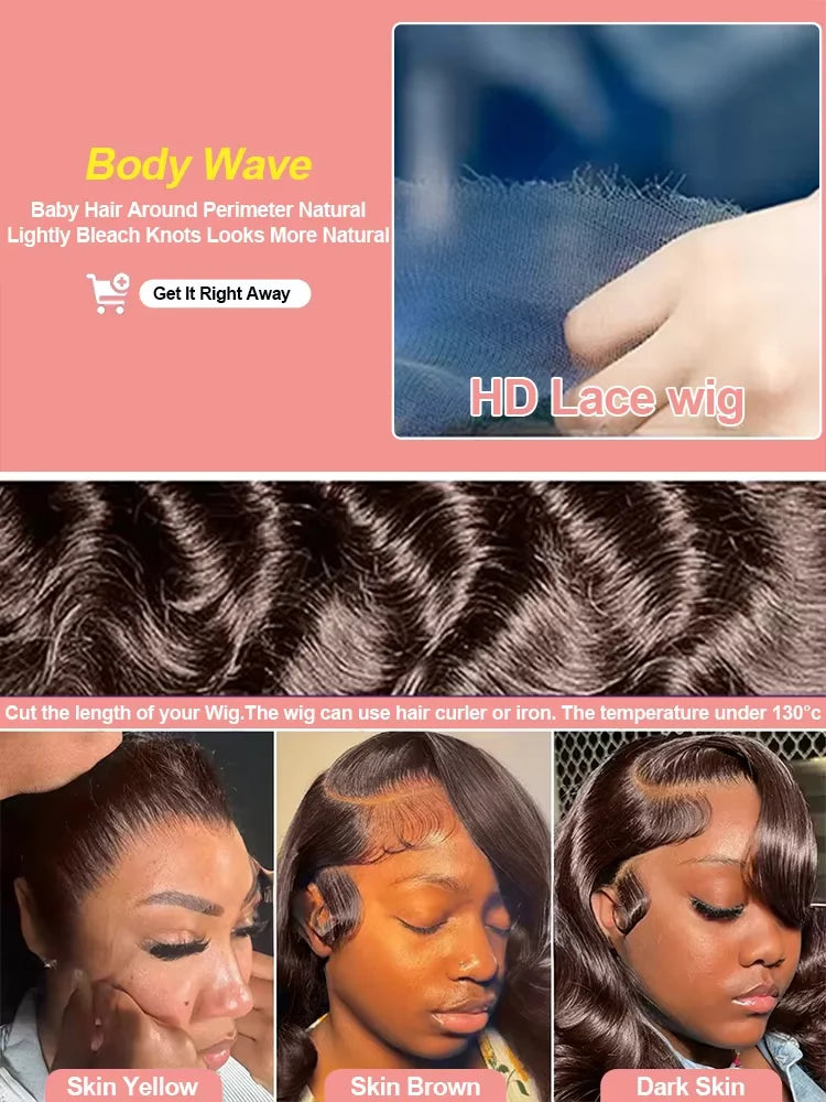 13x4 HD Lace Front Wig Chocolate Brown Body Wave Human Hair