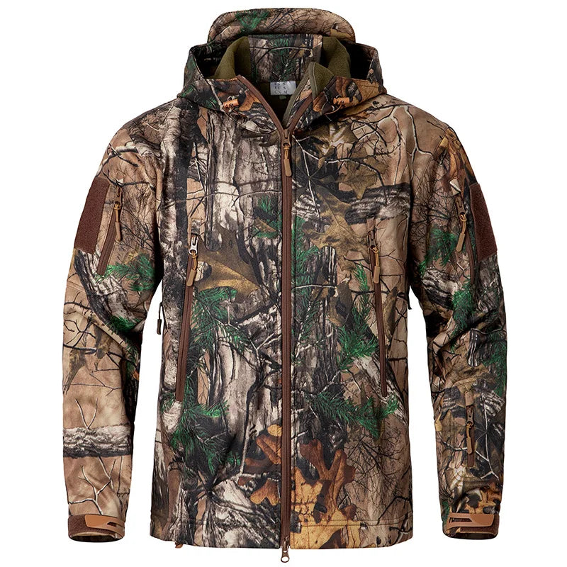 Men's Camouflage Hunting Jacket – Waterproof Fleece Tactical Soft Shell