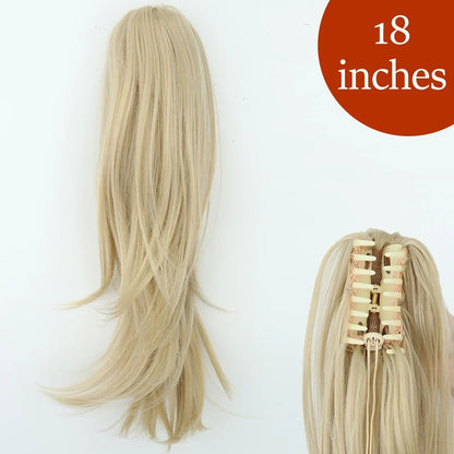 Claw Clip Ponytail Extension 24 Inch Wavy Synthetic Hair Heat Resistant