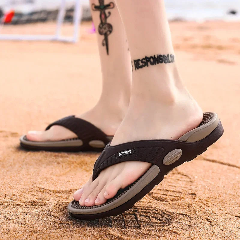 Massage Flip Flops for Men – Acupressure Beach Sandals, Plus Size EU 40-46