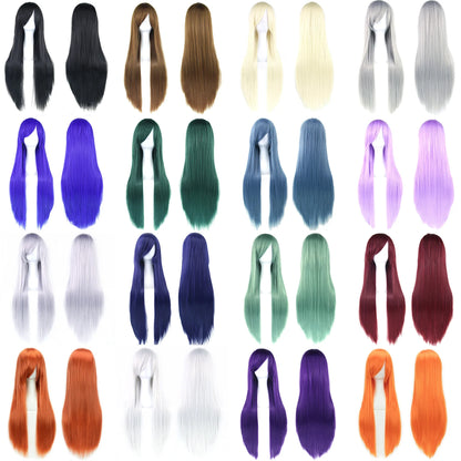 32 Inch Long Straight Synthetic Wig – Cosplay & Party, 36 Colors