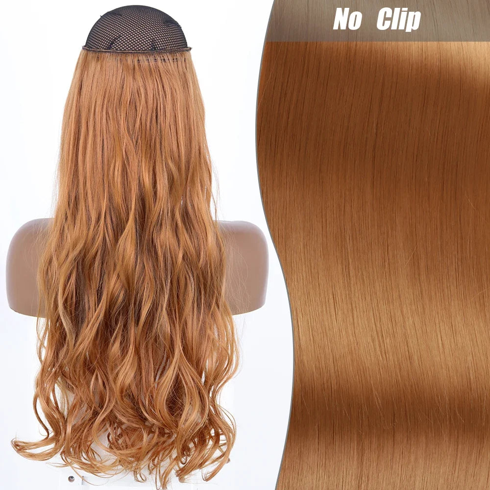 Clip-Free Straight Hair Extension Long Synthetic Hairpiece