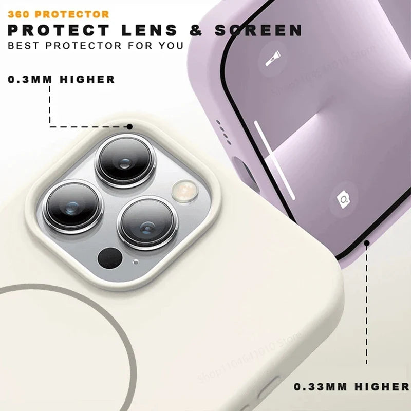 MagSafe Liquid Silicone iPhone Case – Shockproof Magnetic Cover for iPhone 11–17 Series