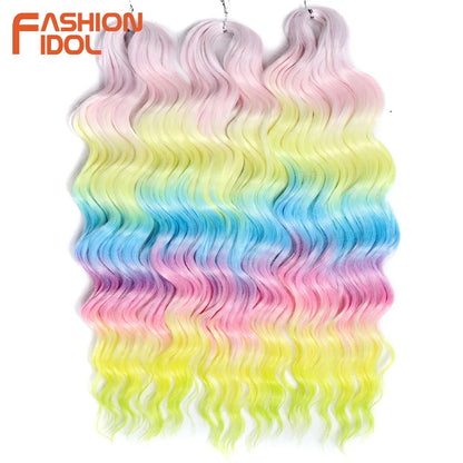 24 Inch Water Wave Crochet Braiding Hair Extensions – Synthetic Ombre