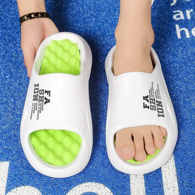 Men's Massage Slide Sandals – Soft Sole Indoor Outdoor Beach Slippers