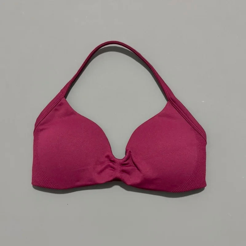 Seamless Halter Sports Bra – Women's Push-Up Gym Bra