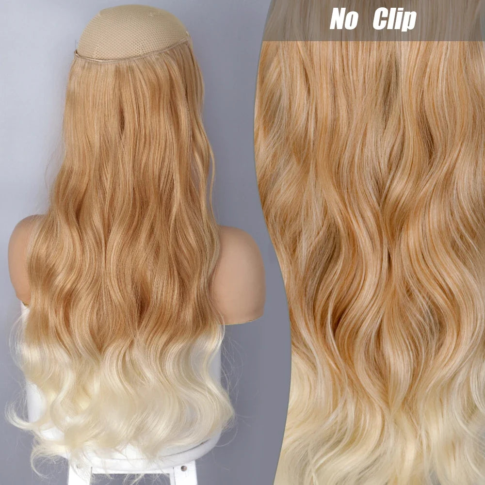 Clip-Free Straight Hair Extension Long Synthetic Hairpiece